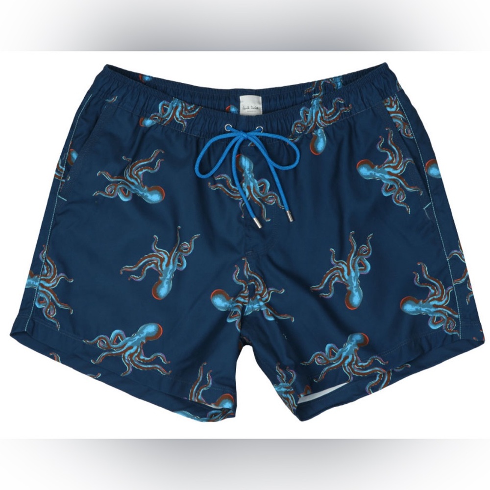 Paul Smith Navy Swim Trunks with Octopus Design
